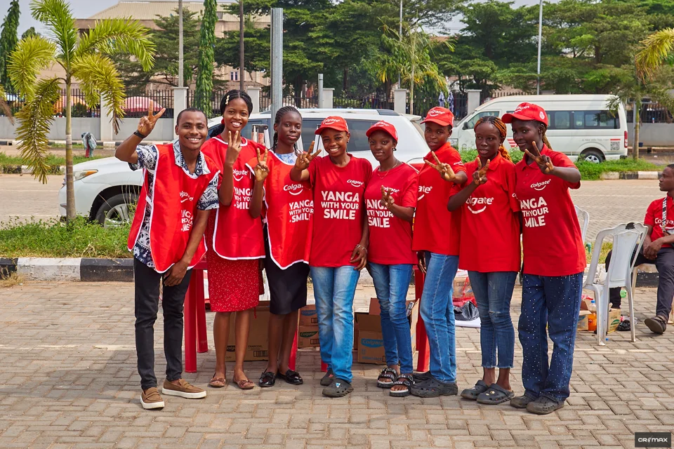 NADS students wearing red shirts at an outdoor event